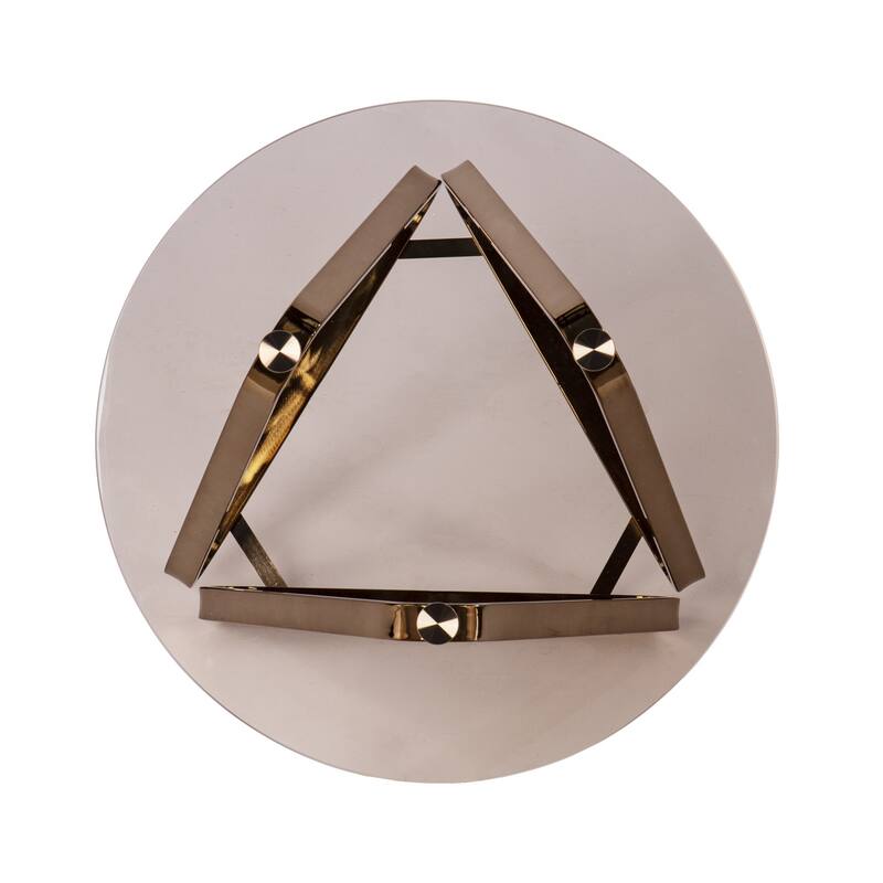 24" Champagne Round Glass End Table with Iron Sled Base and Gold Finish for Living Room or Bedroom - 24.25" H x 22" W x 22" D