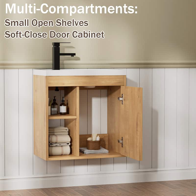 Single-Door Wall Cabinet with Integrated Basin