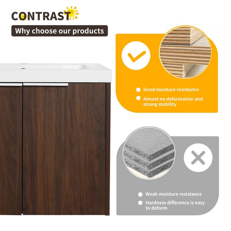 Beingnext 24"/36"/48"/60"/72"/84" Bathroom Vanity with Sink, Floating Bathroom Vanity with Soft Close Door and Shelf