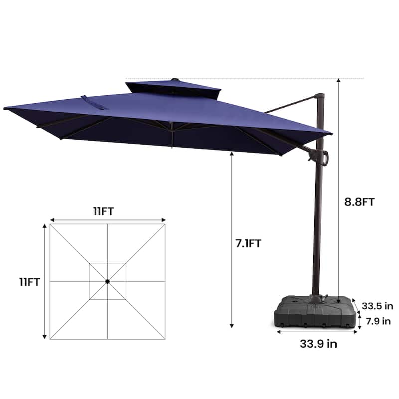 Pellebant Outdoor 9x11FT Patio Cantilever Umbrella Dual Top