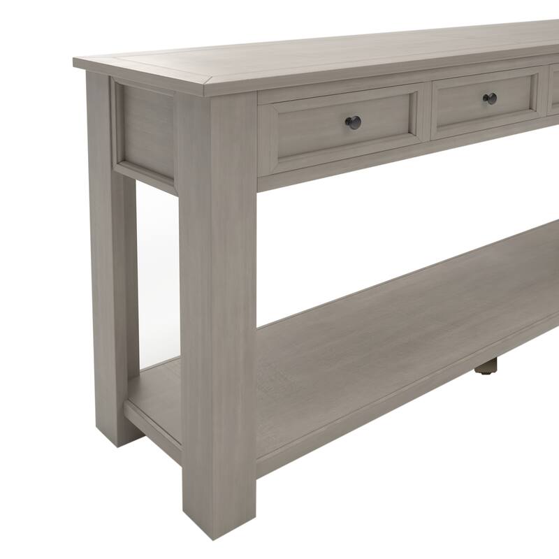 Sofa Table with Storage Drawers and Bottom Shelf