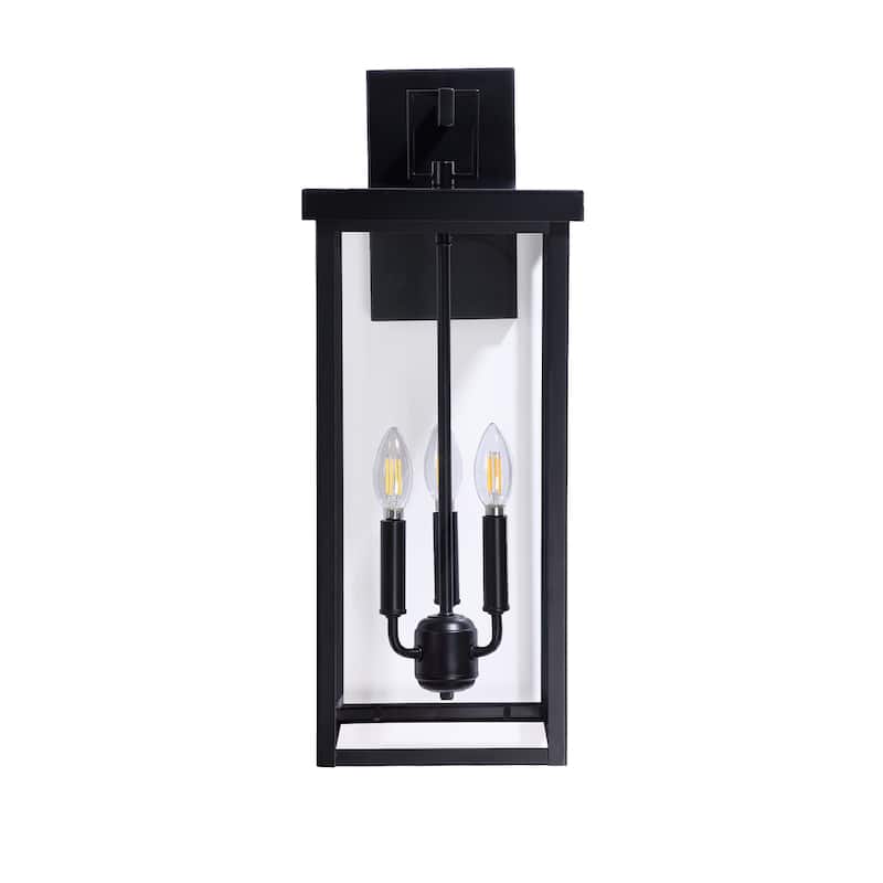 3-light Metal Outdoor Wall Sconce Candle Bulb Lantern(2-pack)