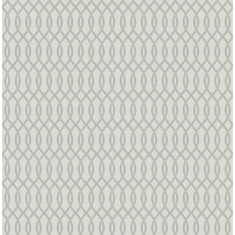 Seabrook Designs Lauressa Mini Ogee Unpasted Wallpaper - 20.5 in W x 33 ft. L - Metallic Light Grey & Charcoal