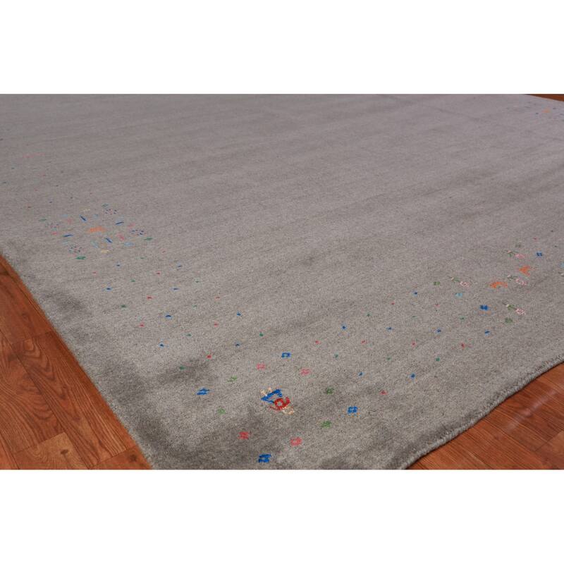 Tribal Gabbeh Indian Area Rug Hand-Knotted Contemporary Wool Carpet - 8'11" x 12'1"