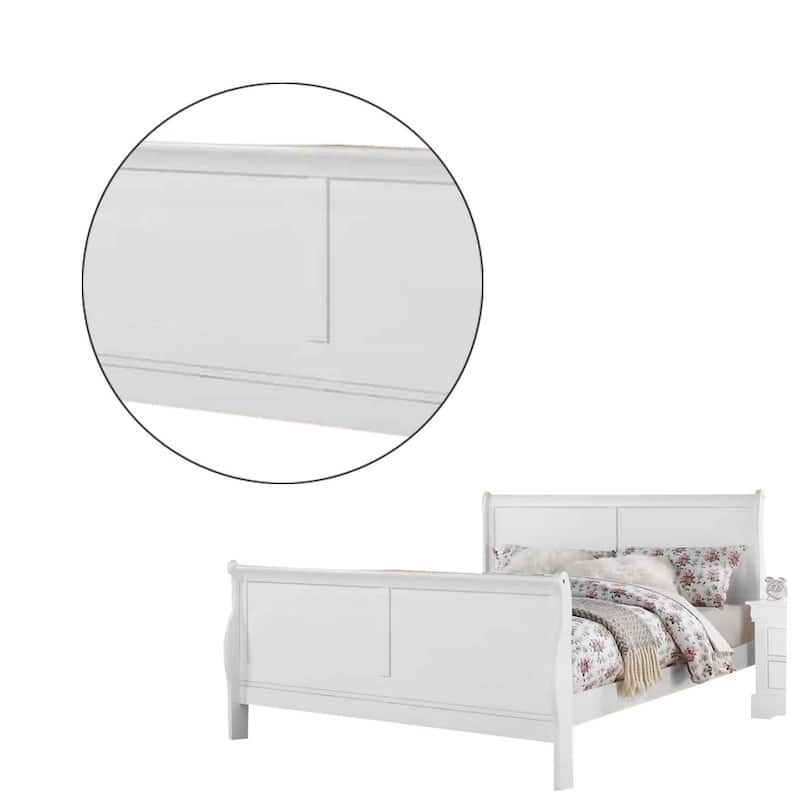 Sleigh Design Eastern King Size Bed with Sleek Legs, White