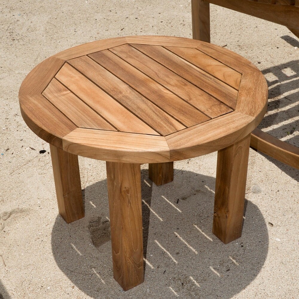 Posh PollenLaurel Teak Round Outdoor Side Table (Brown) DailyMail