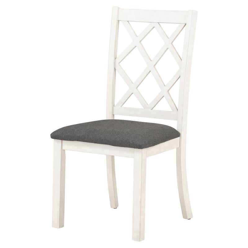 Solid Wood Round Dining Table Set with Upholstered Chairs, 5-Piece