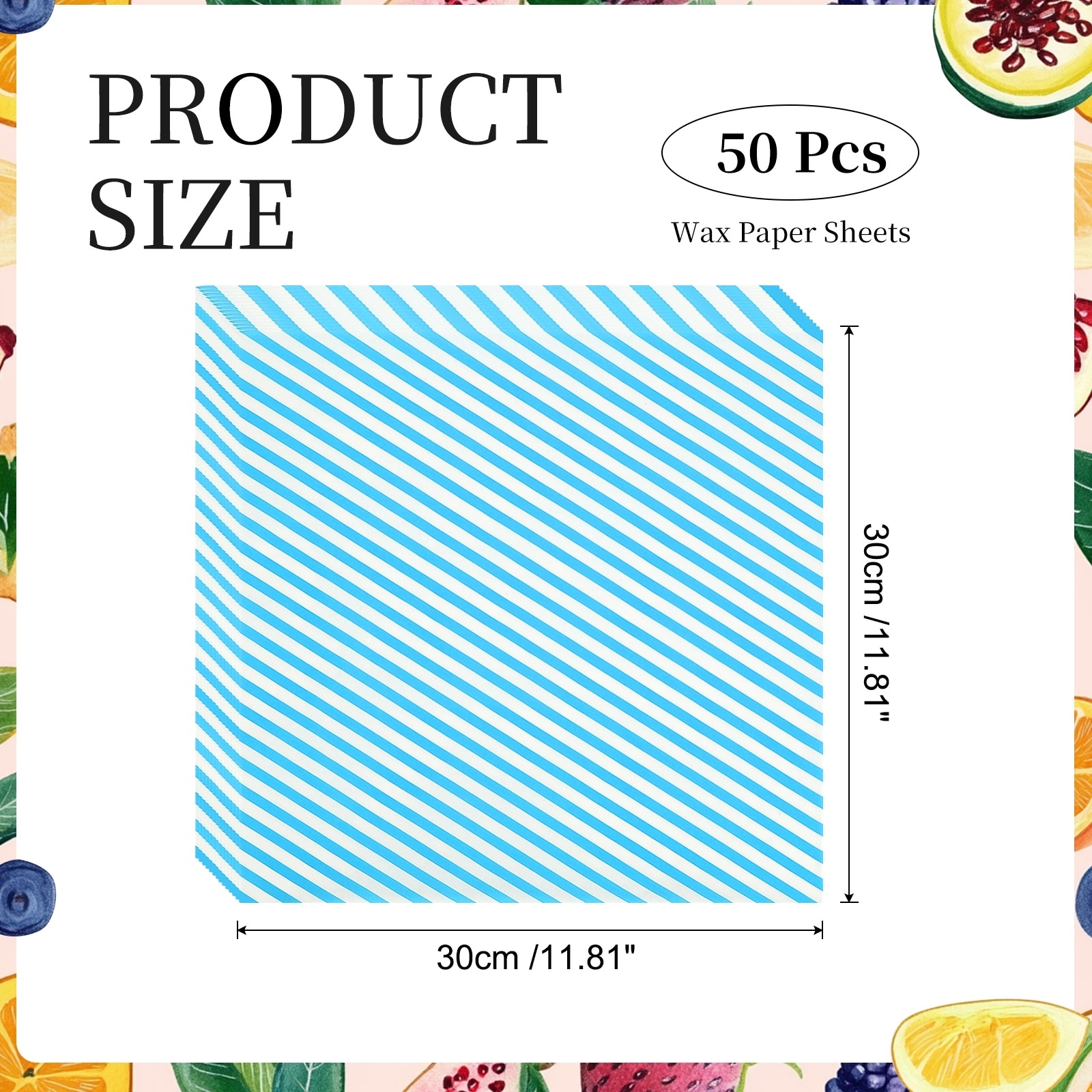 Wax Paper Sheets for Food, Greaseproof Wrapping Paper Sheets, Square Stripes Food Basket Liners