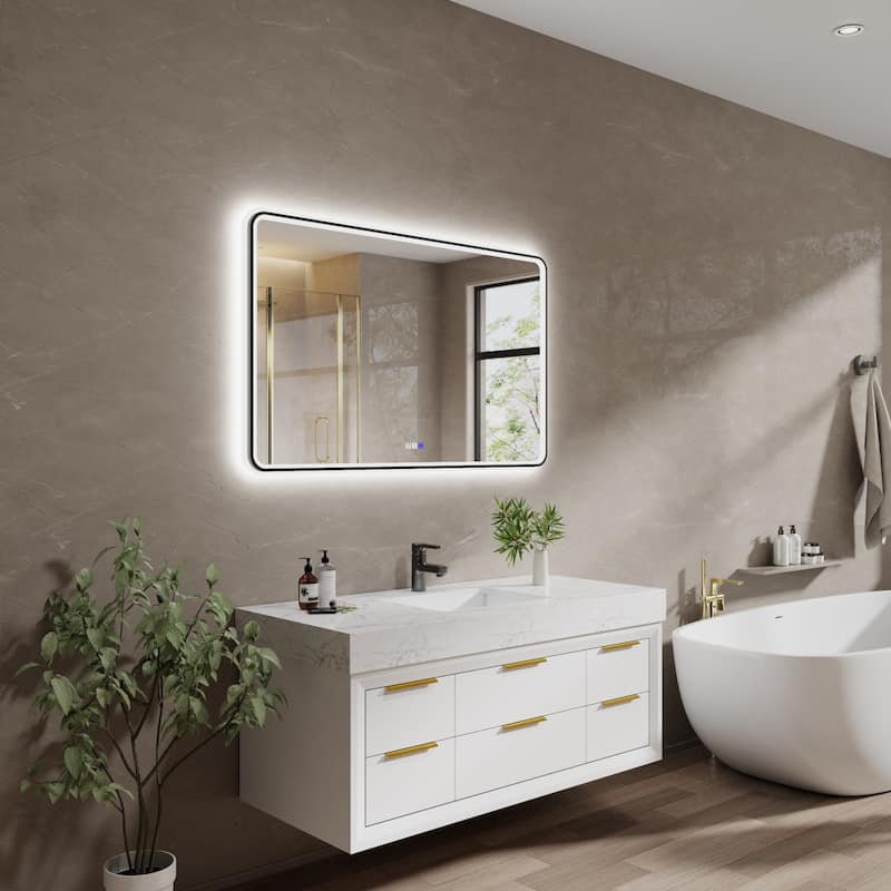 ExBrite Bathroom LED Mirror with Defog, Stepless Dimming