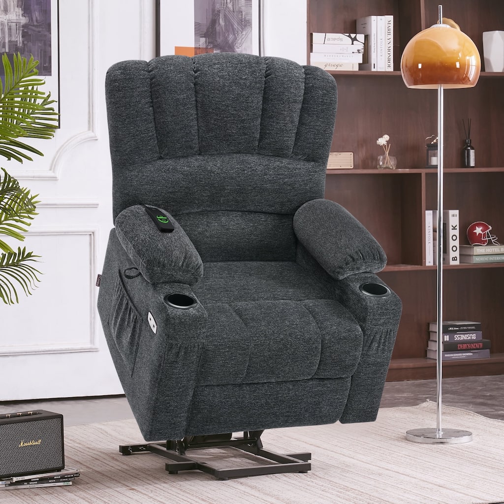 MCombo Power Lift Recliner Chair, Massage and Heat for Elderly, Extended Footrest,Cup Holders, USB Ports 7095