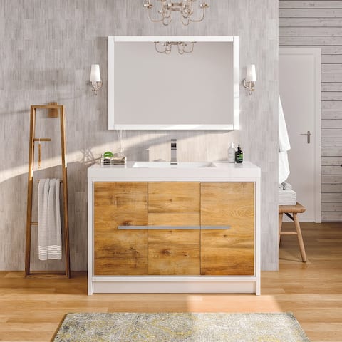 Eviva Grace 48 in. Natural Oak and White Vanity
