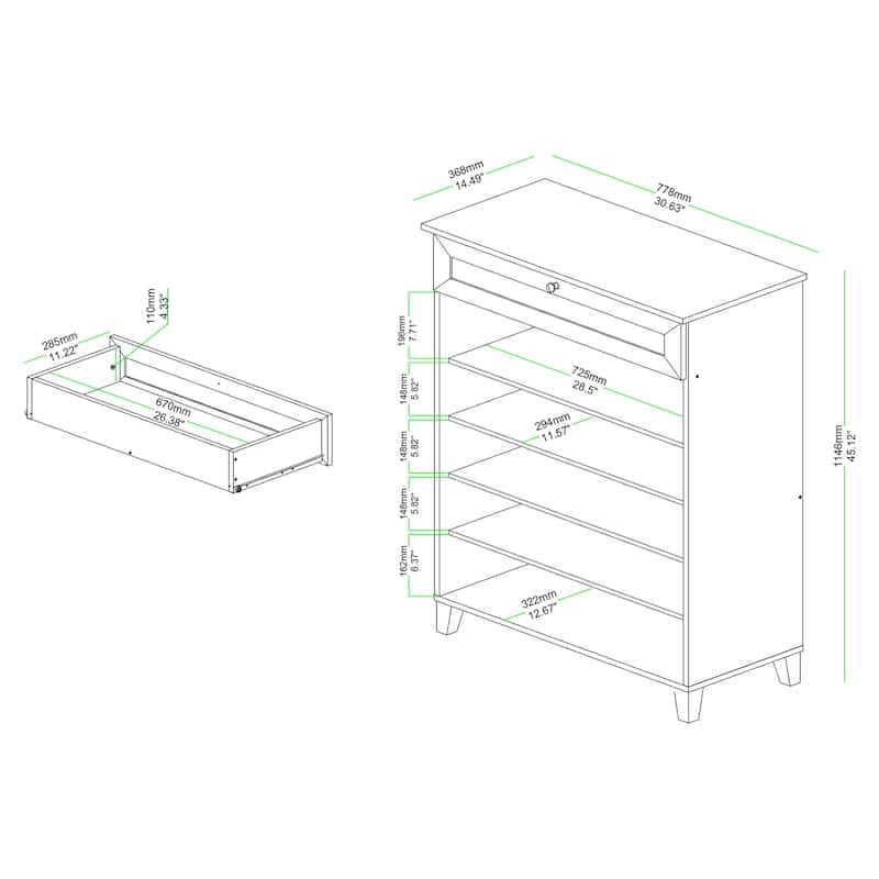 Coolidge Modern & Contemporary 5-Shelf Wood Shoe Storage Cabinet