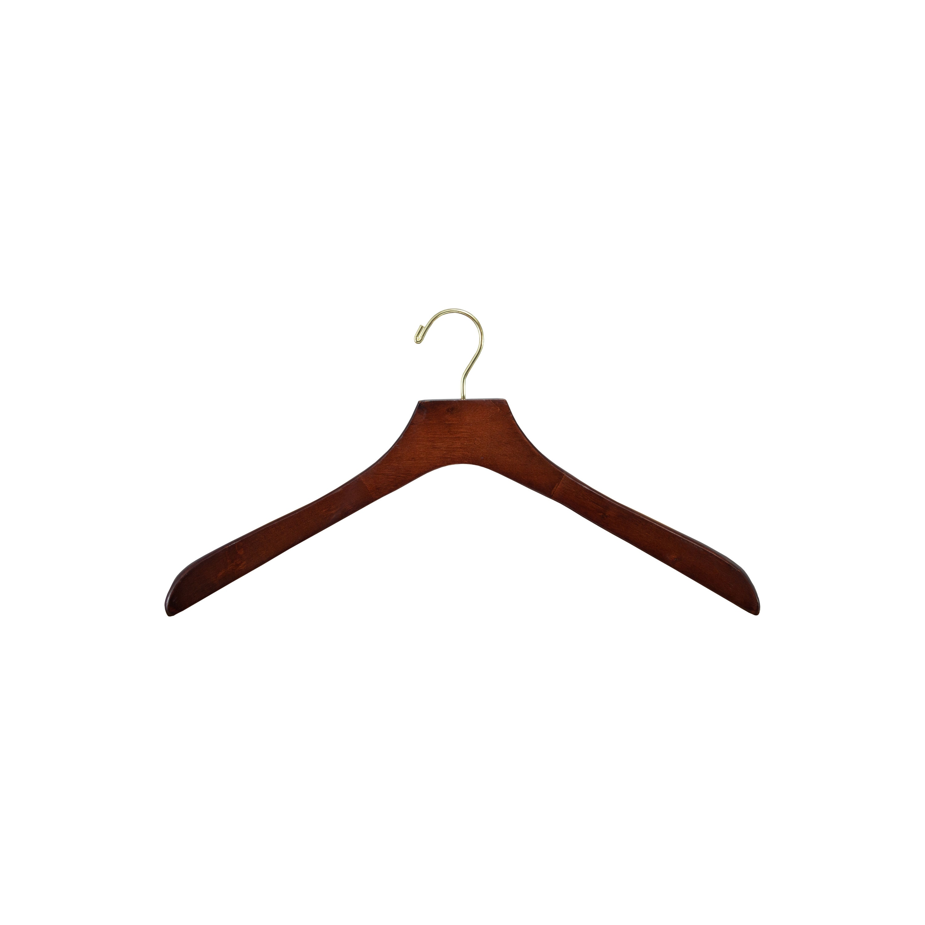 Walnut Brown Wooden Coat Hangers with Brass Hooks