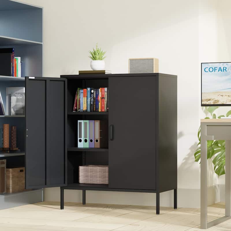 Versatile Metal Storage Cabinet for Various Spaces and Demands - Black