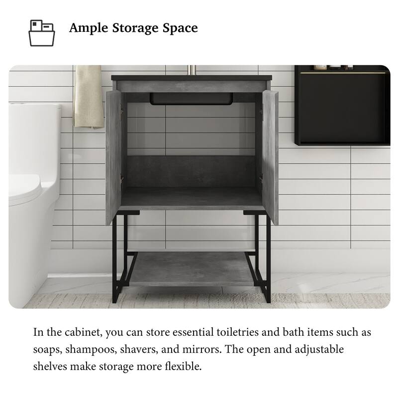 24-inch Freestanding Bath Vanity with White Cultured Mable Top