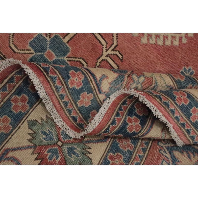Hand Knotted Oriental 100% Wool Carpet Traditional Geometric Oranges & Rust Kazak Area Rug - 12' 0'' X 8' 11''