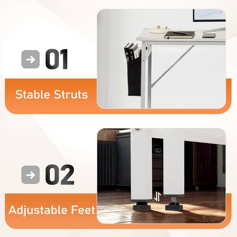 63” Computer Desk for Home Office ,Study Writing Desk with Storage, Side Hooks & Adjustable Feet