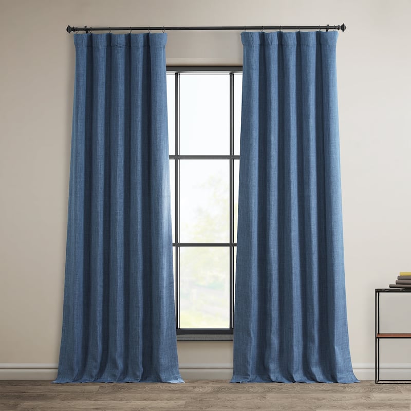 Exclusive Fabrics Faux Linen Room Darkening Curtain (1 Panel) - 50 X 84 - Denim