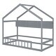 preview thumbnail 4 of 18, Playhouse-Themed Twin House Bed with Roof, Fence & Storage Shelf