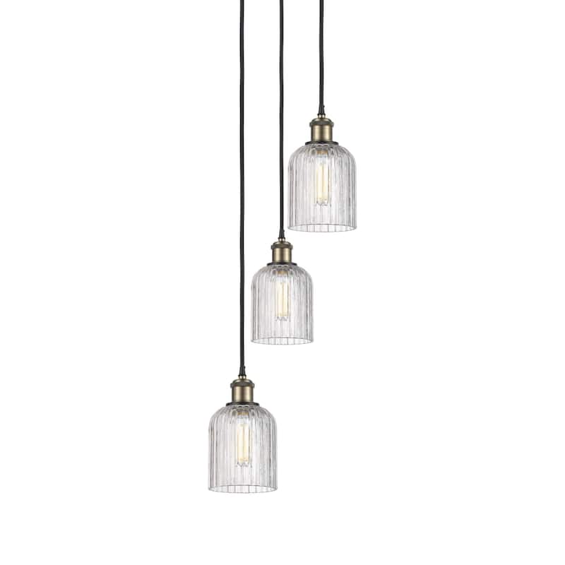 Innovations Lighting 113B-3P-28-12 Bridal Veil Pendant Bridal Veil 3 - Black Antique Brass / Clear