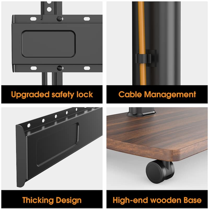 AOKCOS Modern Rolling TV Stand with Wheels for 43 to 75 inch TVs