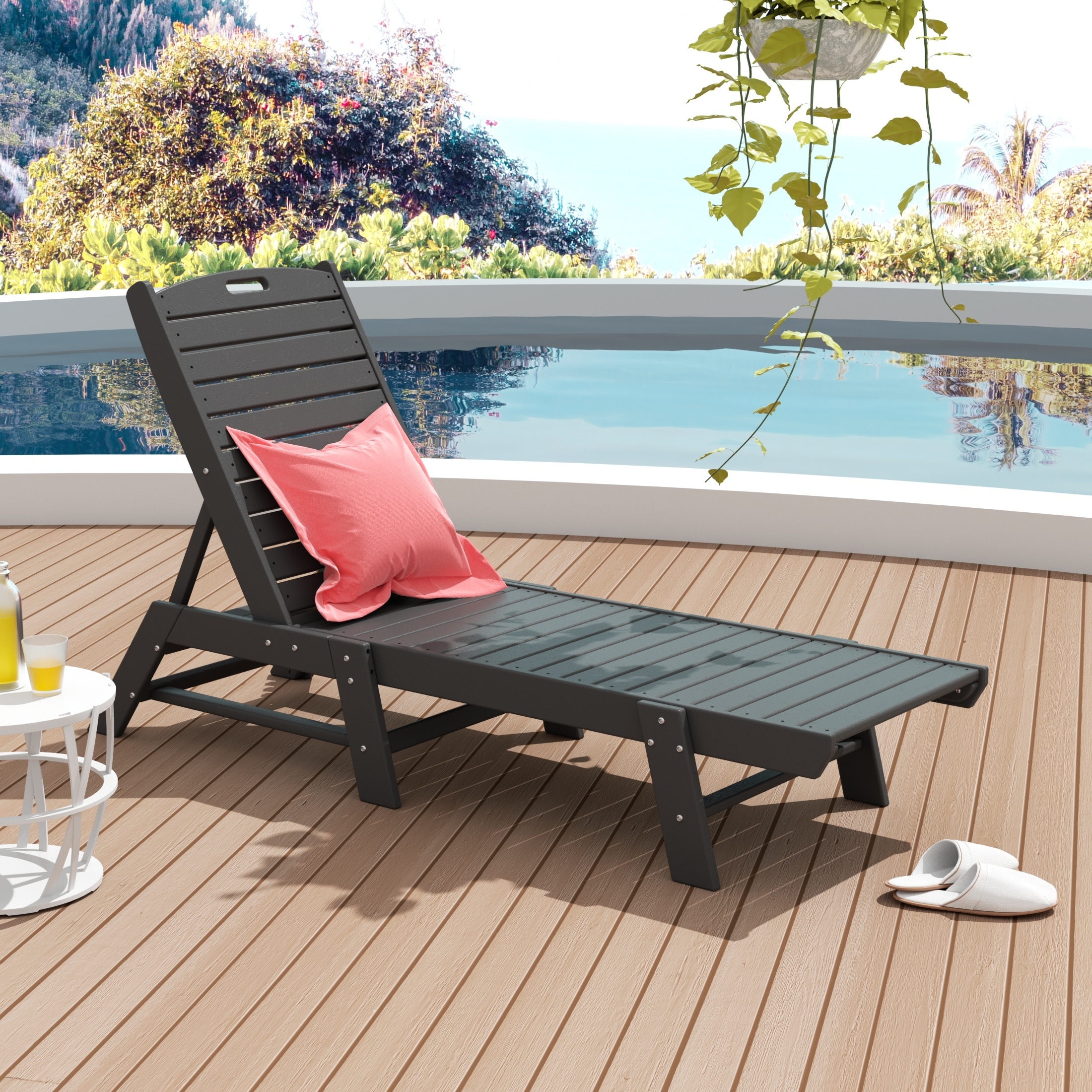 Laguna Hdpe All Weather Outdoor Patio Pool Reclining Armless Chaise Lounge