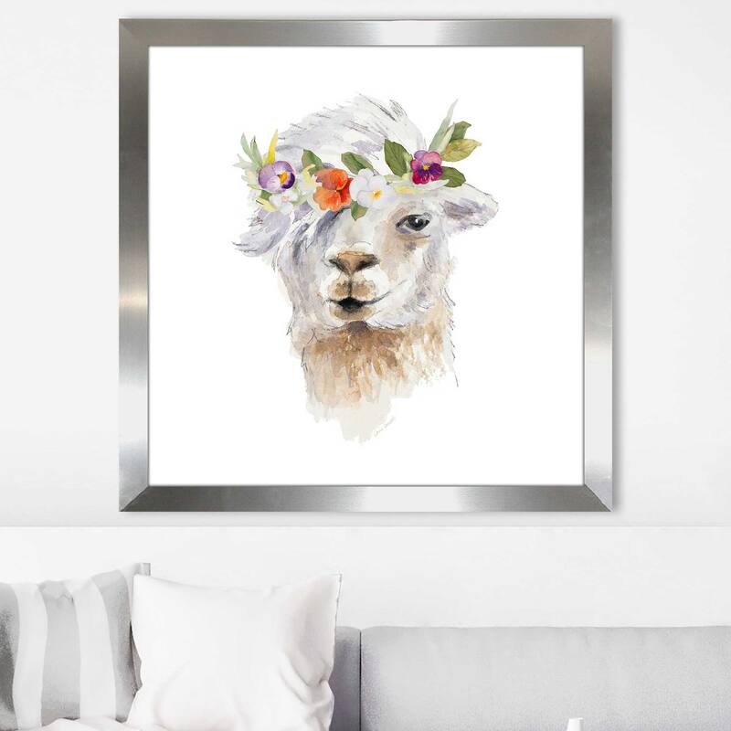 "Floral Llama IV (Square)" Print on Acrylic