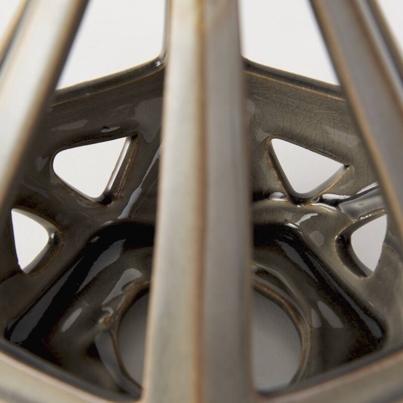 Crackle Glaze Ceramic Conical Sculpture - 8"W x 8"D x 9"H