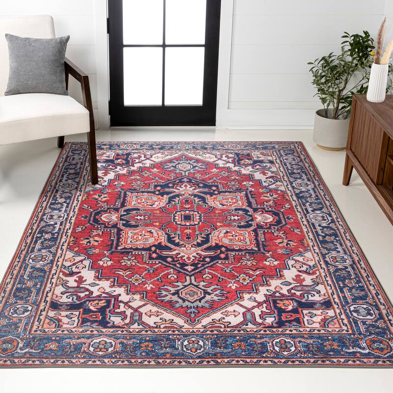 JONATHAN Y Victoria Ornate Large Medallion Machine Washable Area Rug