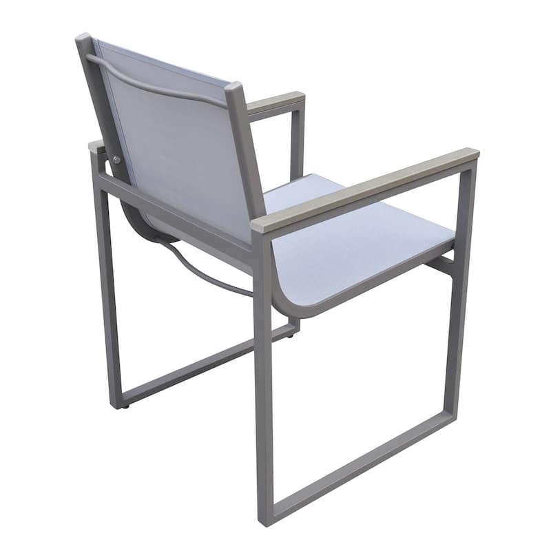 Bistro Modern Gray Sling Textilene Outdoor Patio Dining Chairs - Set of 2