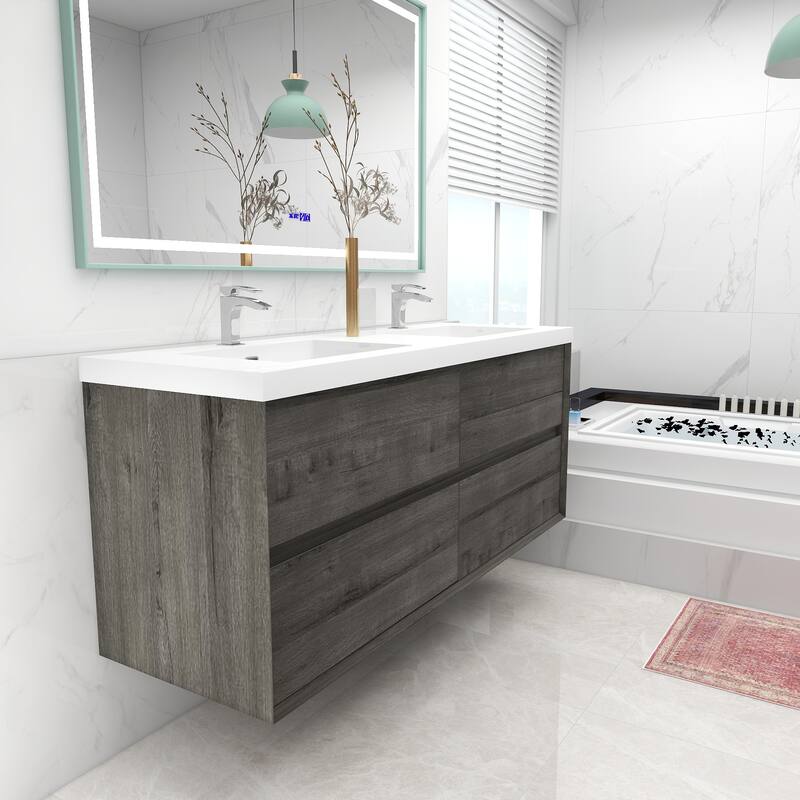 Selina 60" Wall Mounted Vanity with Double Sink