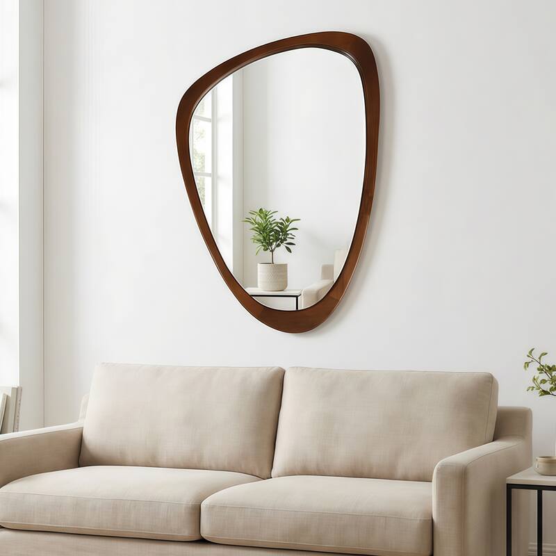 Irregular Solid Wood Frame Decorative Mirror