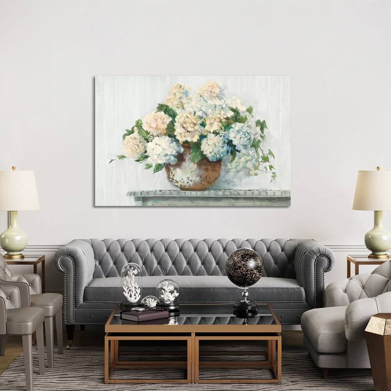 iCanvas "White Hydrangea Cottage" by Carol Rowan Canvas Print