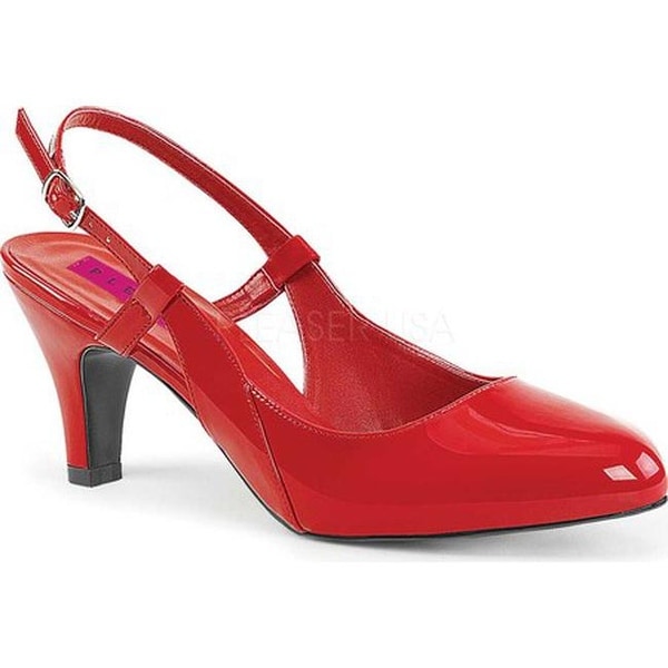 red patent leather slingback pumps