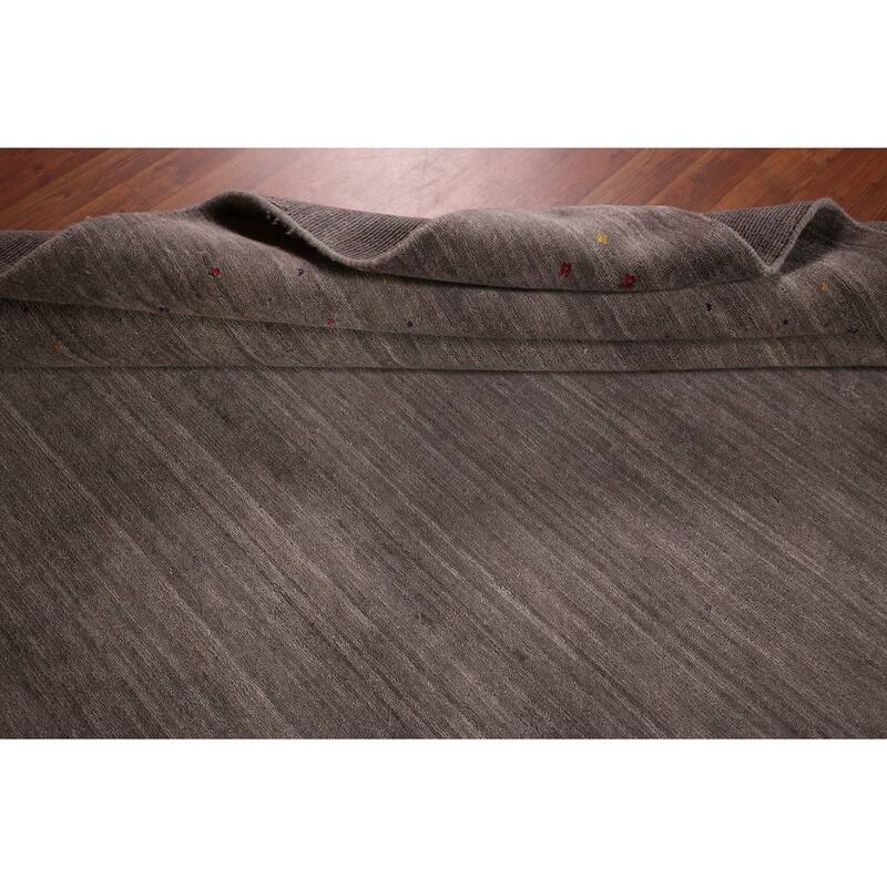 Striped Gabbeh Indian Square Area Rug Hand-Knotted Wool Carpet - 9'9"x 9'9"