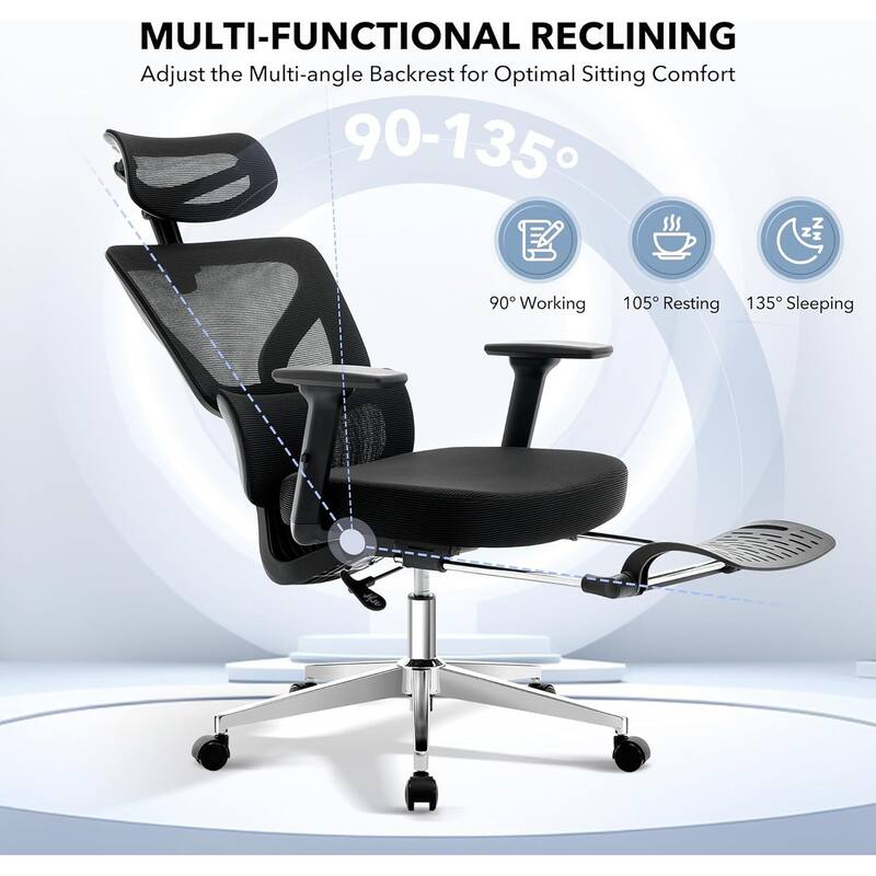 Ergonomic Office High-Back Computer Gaming Chair with Adjustable Footrest