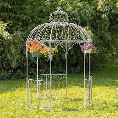 Round Iron Garden Gazebo with 3 Side Walls