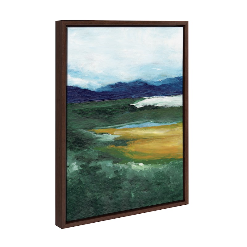 Kate and Laurel Sylvie Misty Green Framed Canvas by Nikita Jariwala