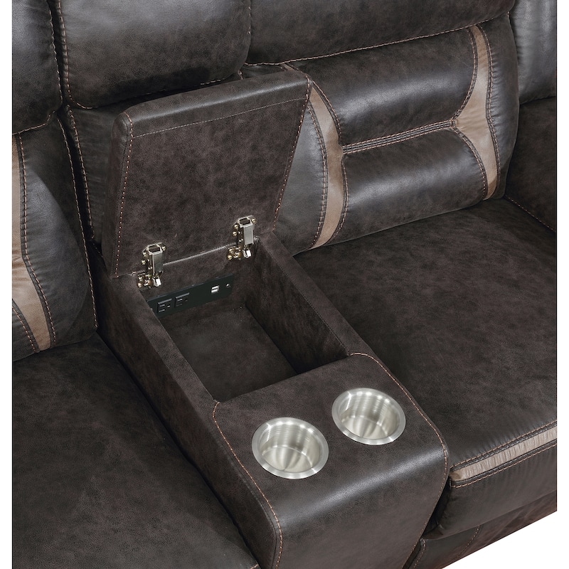Brazelton Upholstered Glider Loveseat with Console