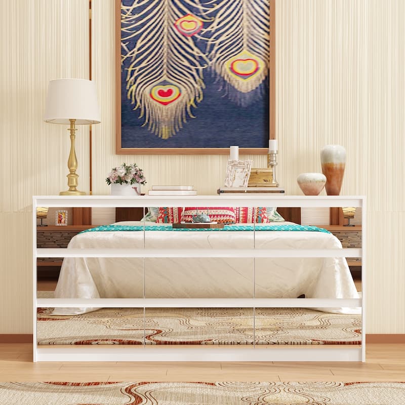 Modern Dresser for Bedroom 9 Drawers Wood Dresser Chest of Drawers