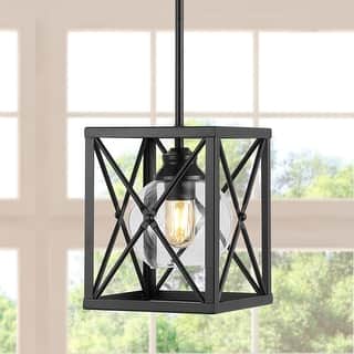 JONATHAN Y Quinn 8" 1-Light Industrial Farmhouse Iron/Glass LED Pendant, Oil Rubbed Bronze - 1 Light