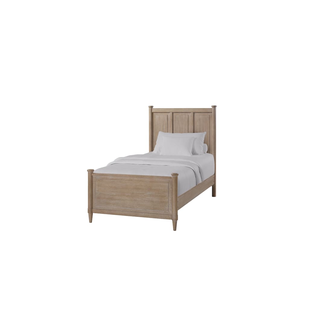 Twin Bed with Mindi Veneer and Panel Headboard in Soft Sand Finish