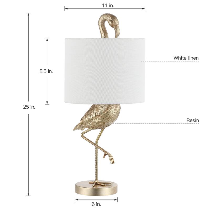 Aaliyah 25in Champaign Gold Resin Table Lamp with White Linen Shade - 25"H