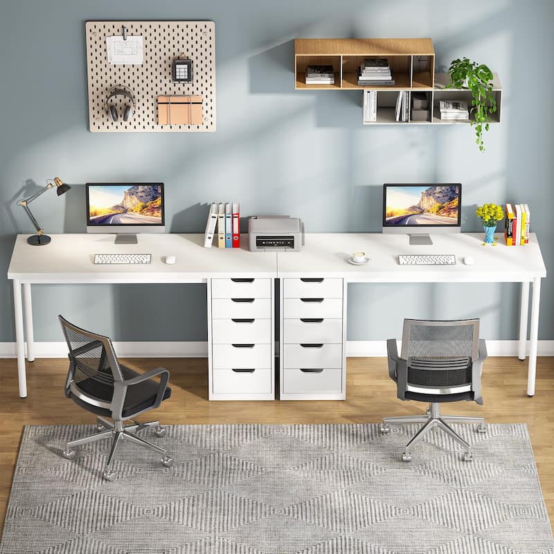 47-inche Computer Desk Study Writing Table with 5 Drawers for Home Office
