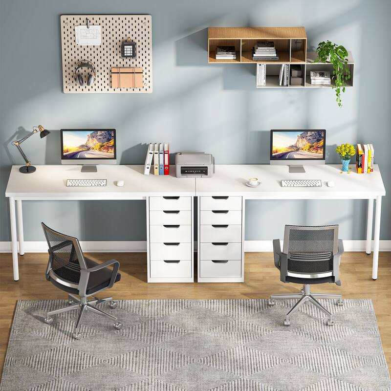 Modern Computer Desk with 5 Reversible Drawers, Storage Home Office Desk, PC/Laptop Desk, Study Writing Table Workstation
