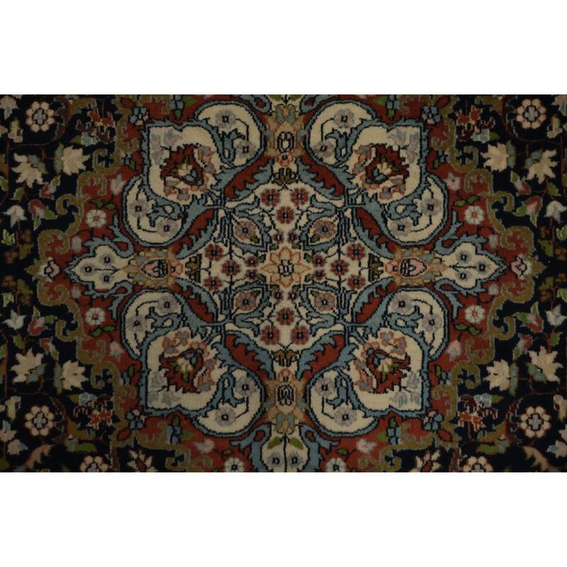 Hand Knotted Oriental 100% Wool Carpet Traditional Floral Navy Blue & Blues Bokhara Area Rug - 6' 3'' X 6' 2''