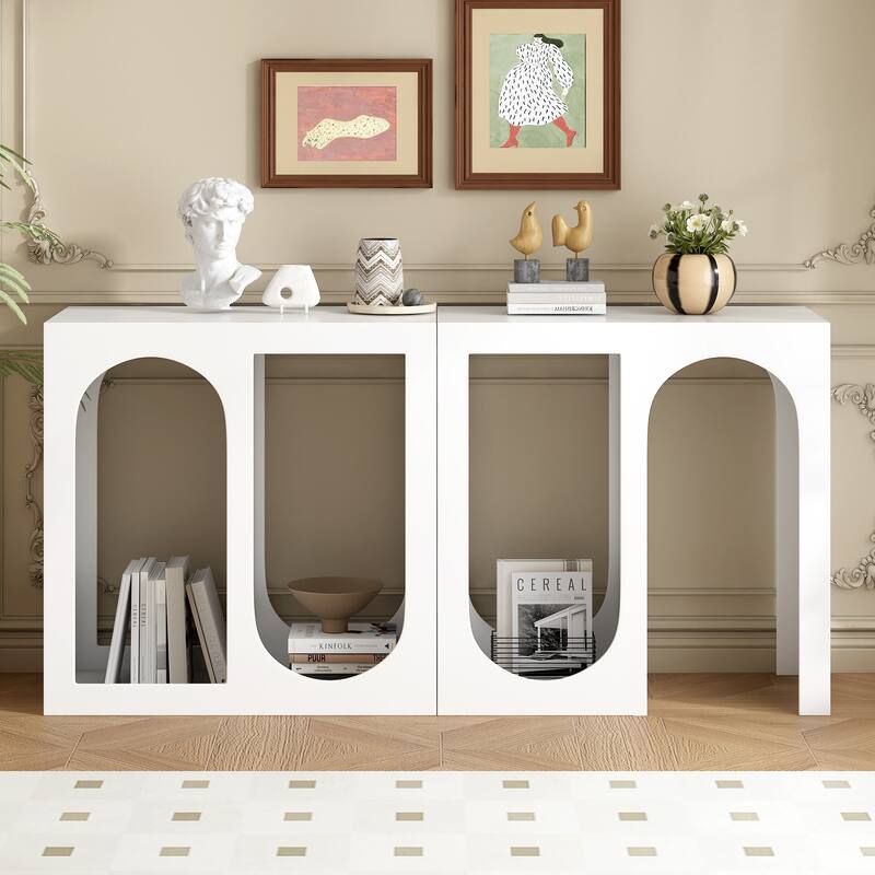 Modular Entryway Console Table with Rectangular Exterior