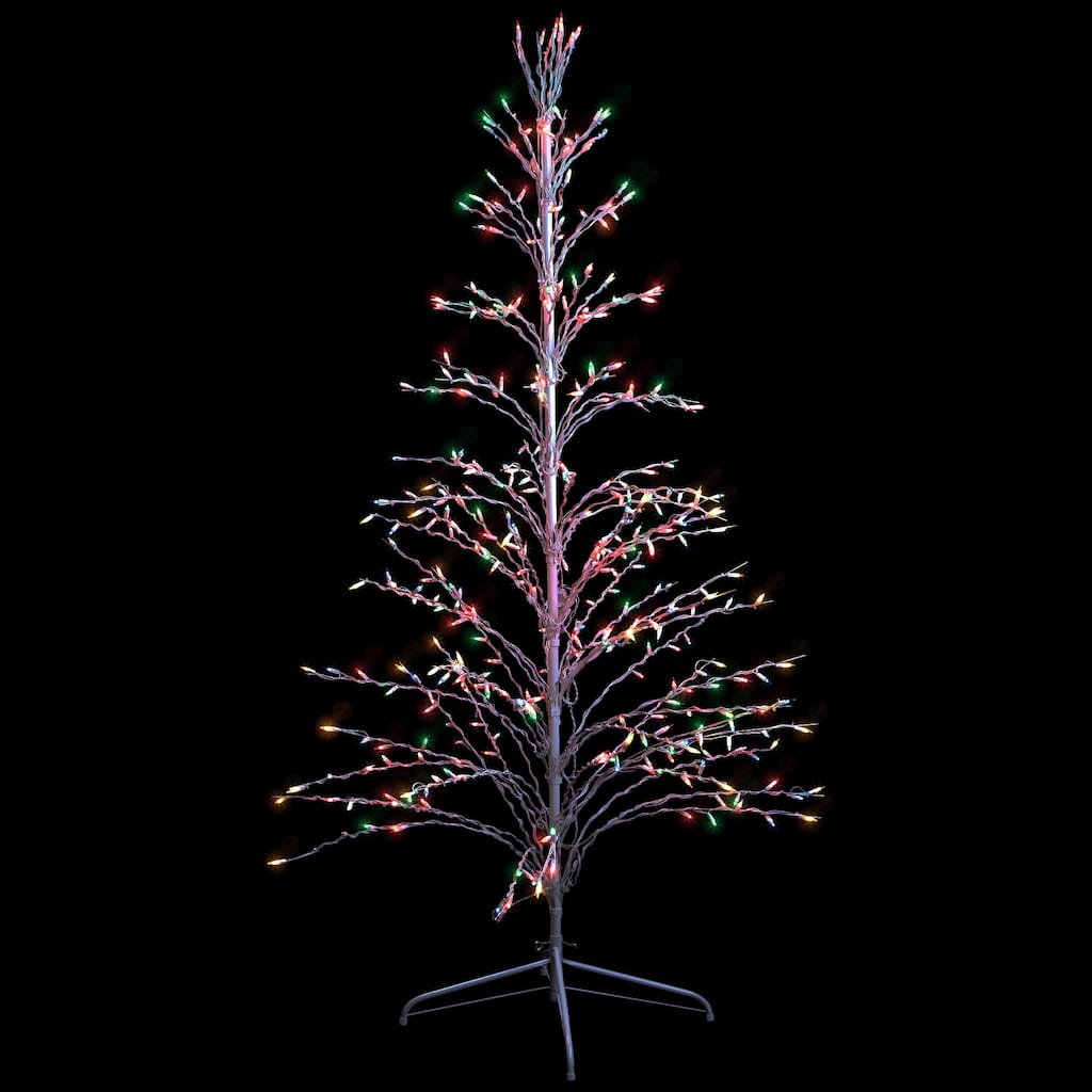 Cascade Twig Tree Outdoor Christmas Decoration - 6' - White - Multi Lights