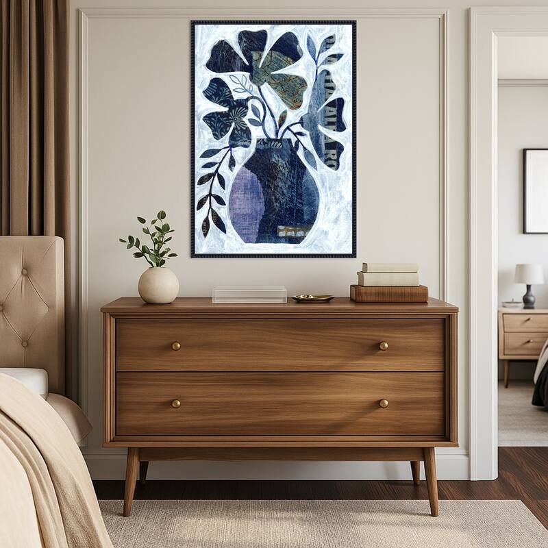 Indigo Blue Still Life No 2 by Susan Black Framed Canvas Wall Art Print