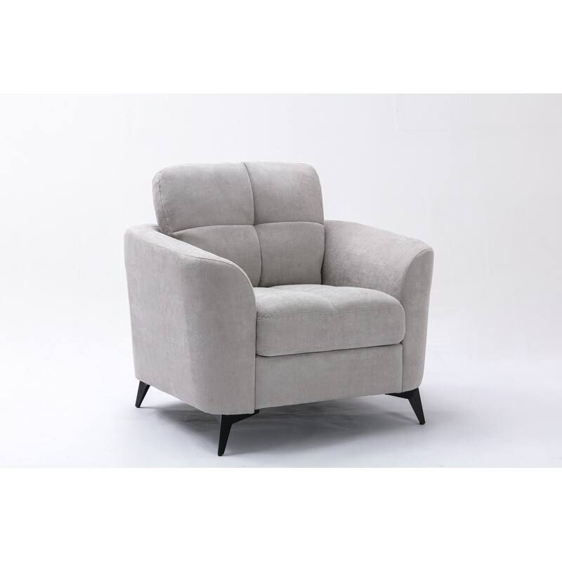 Fabric Accent Chairs Casual Single Sofa Tufted Cushion Club Chairs Arm Chairs with Metal Legs for Living Room